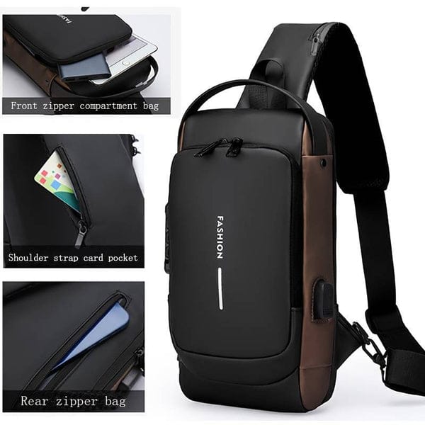 Fashion Multifunctional Code Lock Chest Bag – Anti-Theft Outdoor Bag for Men and Women