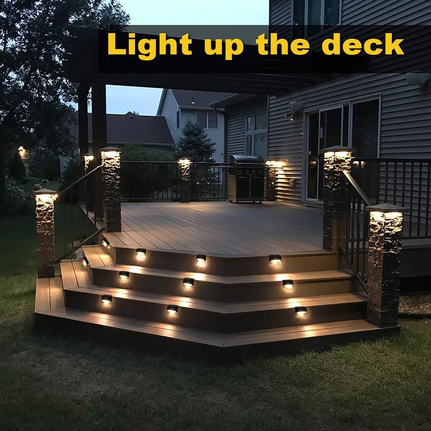 Solar Deck Lights (Pack of 2) Outdoor LED Step Lights with Lighting Modes - Waterproof Solar Fence Decorative Lights for Patio