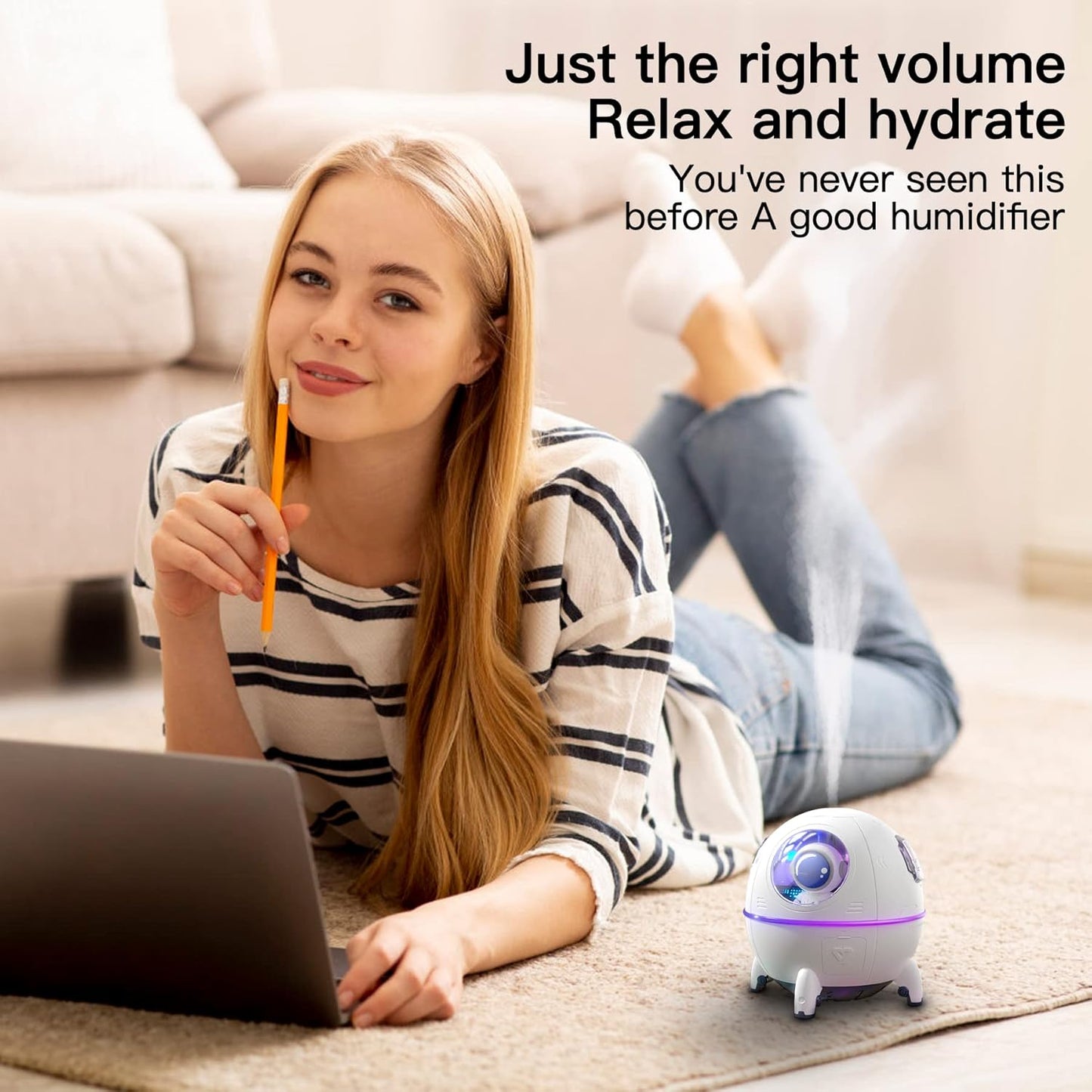 Astronaut Mini Air Humidifier with Night Light | Quiet Wireless Humidifier for Home & Office