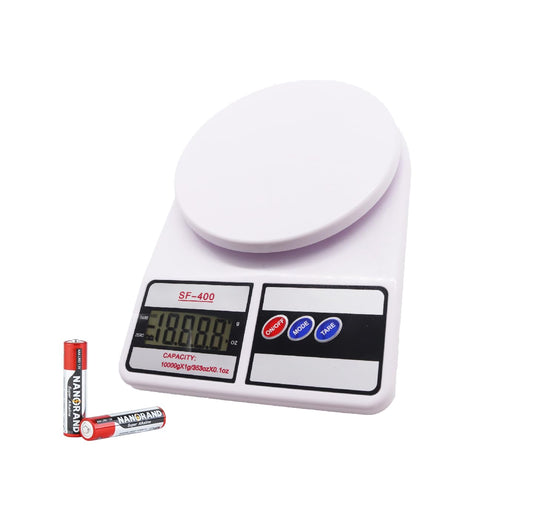 SF-400 Digital Kitchen Weighing Scale - 0.1g to 10kg Capacity, LED Display, Includes Batteries