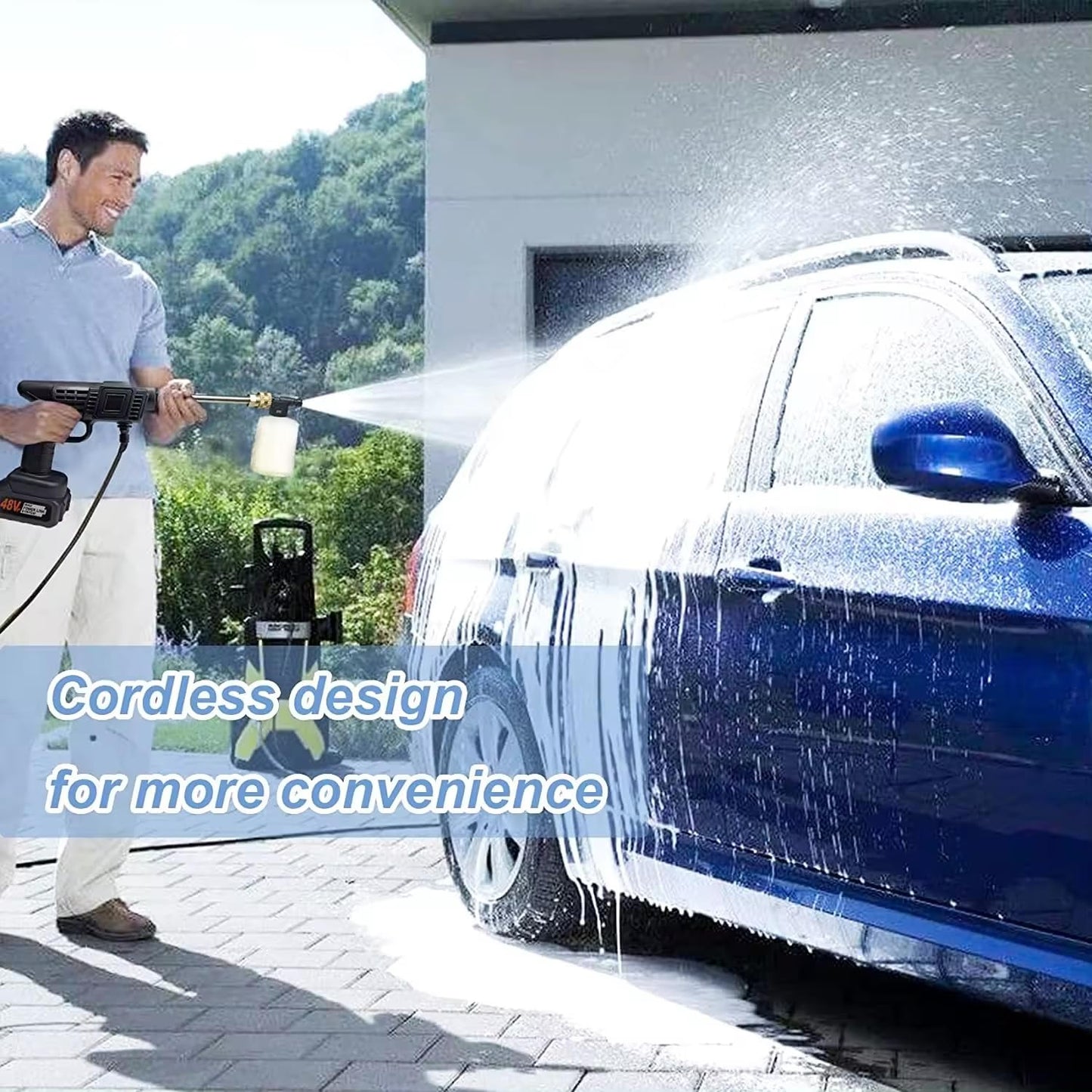 Portable High Pressure Washer Wireless – Lithium Battery Wireless Car Water Gun & Spray Cleaner Pump