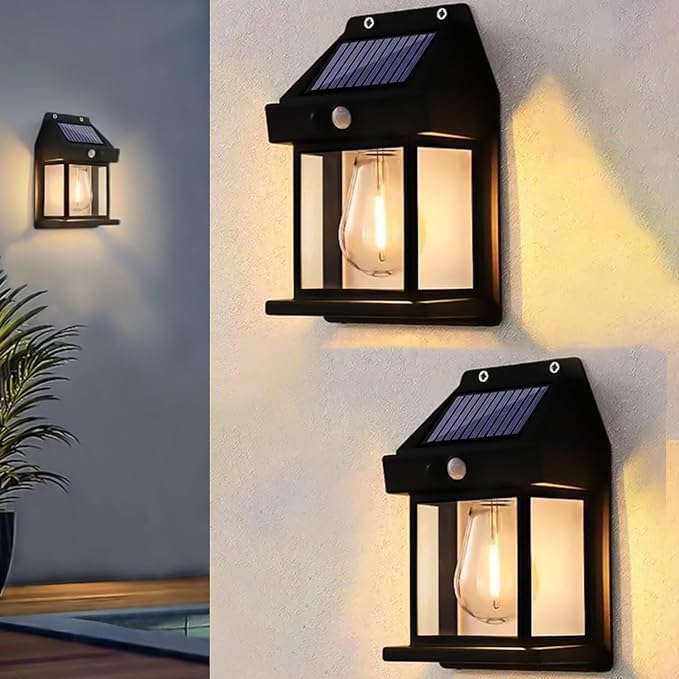 Solar Wall Lights Outdoor | Wireless Dawn-to-Dusk Porch Lantern | 3 Modes & Waterproof Exterior Lighting Fixture