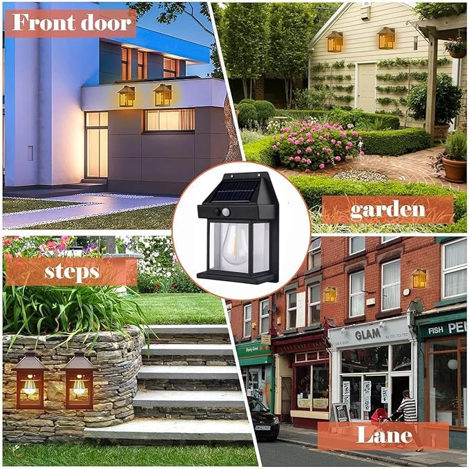 Solar Wall Lights Outdoor | Wireless Dawn-to-Dusk Porch Lantern | 3 Modes & Waterproof Exterior Lighting Fixture